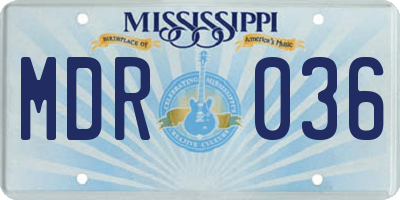 MS license plate MDR036
