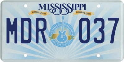 MS license plate MDR037