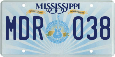 MS license plate MDR038