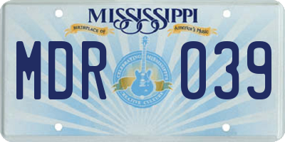 MS license plate MDR039