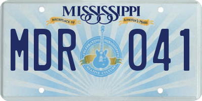 MS license plate MDR041