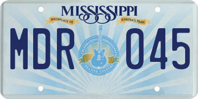 MS license plate MDR045