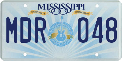 MS license plate MDR048