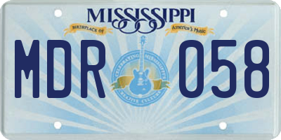 MS license plate MDR058