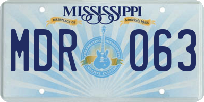 MS license plate MDR063