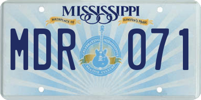 MS license plate MDR071