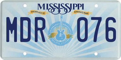 MS license plate MDR076
