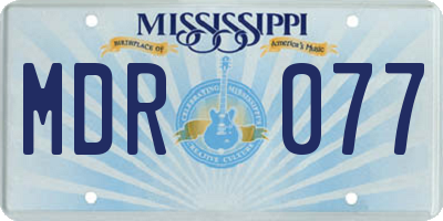 MS license plate MDR077