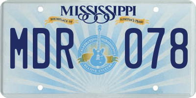 MS license plate MDR078