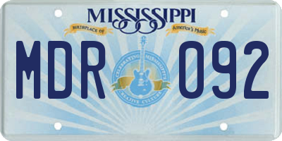 MS license plate MDR092