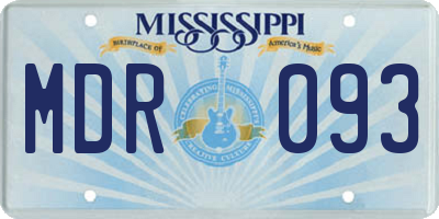 MS license plate MDR093