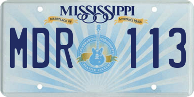 MS license plate MDR113