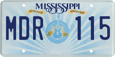 MS license plate MDR115