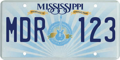 MS license plate MDR123