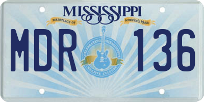 MS license plate MDR136