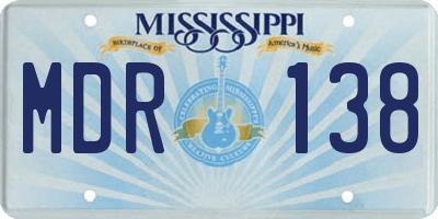 MS license plate MDR138