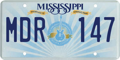 MS license plate MDR147