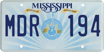 MS license plate MDR194