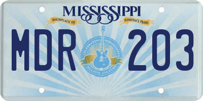 MS license plate MDR203