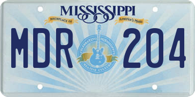 MS license plate MDR204