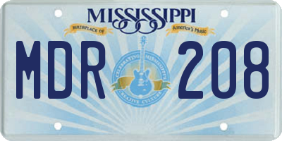 MS license plate MDR208