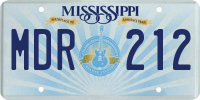 MS license plate MDR212
