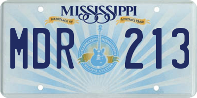 MS license plate MDR213