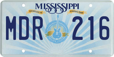 MS license plate MDR216
