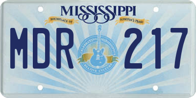 MS license plate MDR217