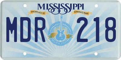 MS license plate MDR218