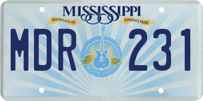MS license plate MDR231