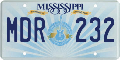 MS license plate MDR232