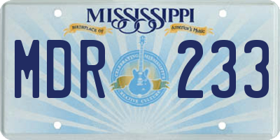 MS license plate MDR233