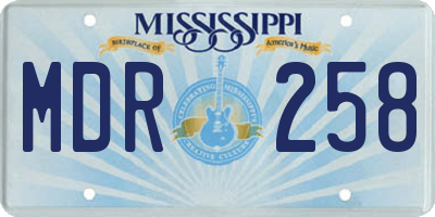 MS license plate MDR258