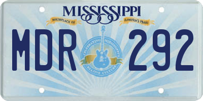 MS license plate MDR292