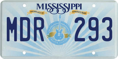 MS license plate MDR293