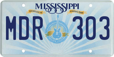 MS license plate MDR303