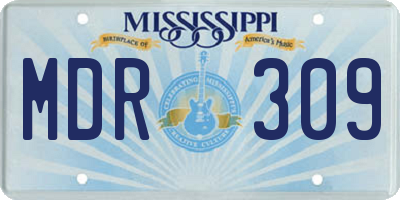 MS license plate MDR309