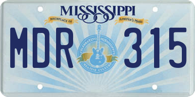 MS license plate MDR315