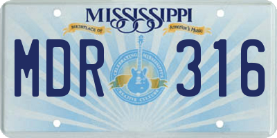 MS license plate MDR316