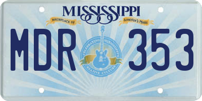 MS license plate MDR353