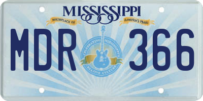 MS license plate MDR366