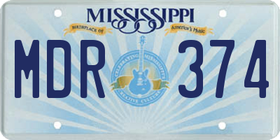 MS license plate MDR374