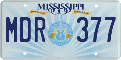 MS license plate MDR377