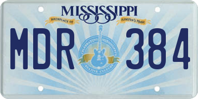 MS license plate MDR384