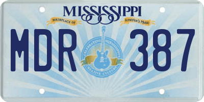 MS license plate MDR387