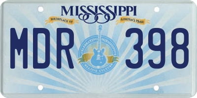 MS license plate MDR398
