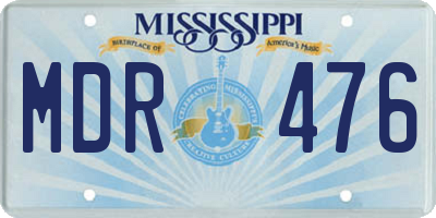 MS license plate MDR476