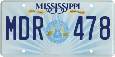 MS license plate MDR478