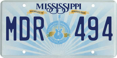 MS license plate MDR494